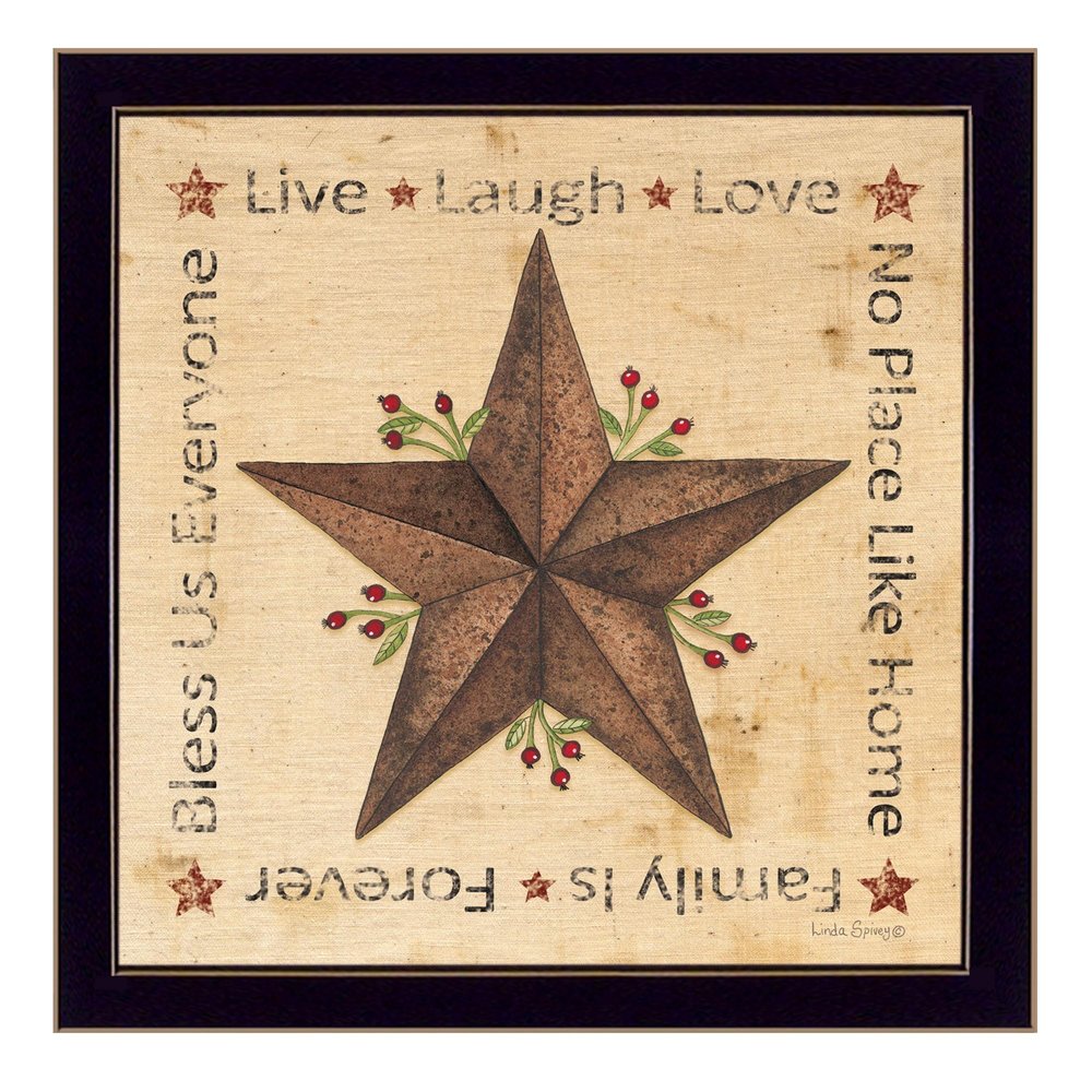 Live Laugh Love Barn Star Black Framed Print Wall Art — view 1