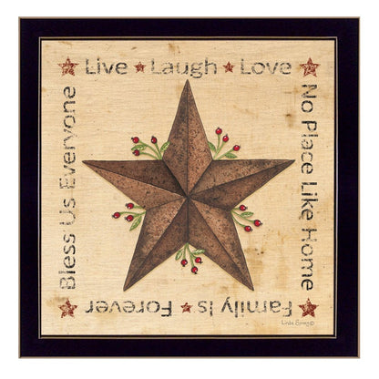 Live Laugh Love Barn Star Black Framed Print Wall Art HomeRoots