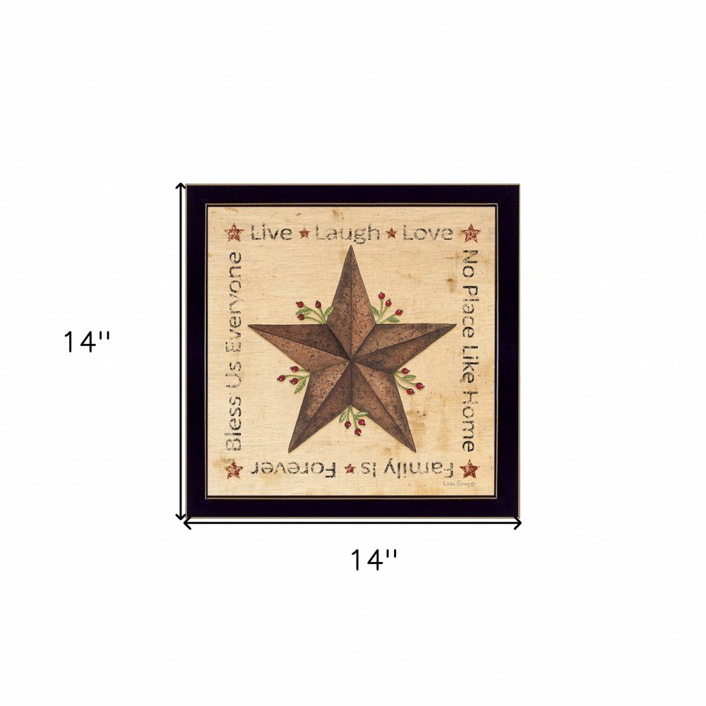 Live Laugh Love Barn Star Black Framed Print Wall Art — view 3