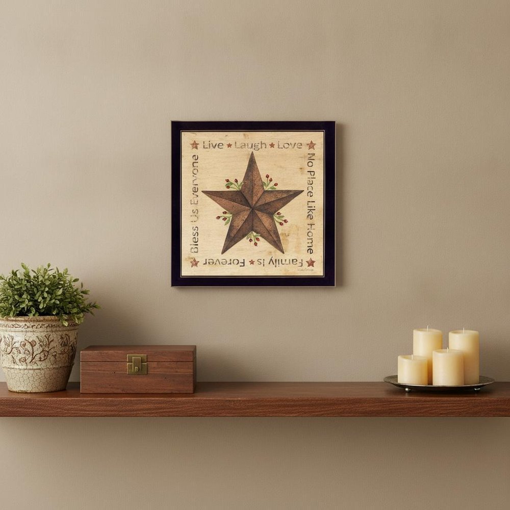 Live Laugh Love Barn Star Black Framed Print Wall Art HomeRoots