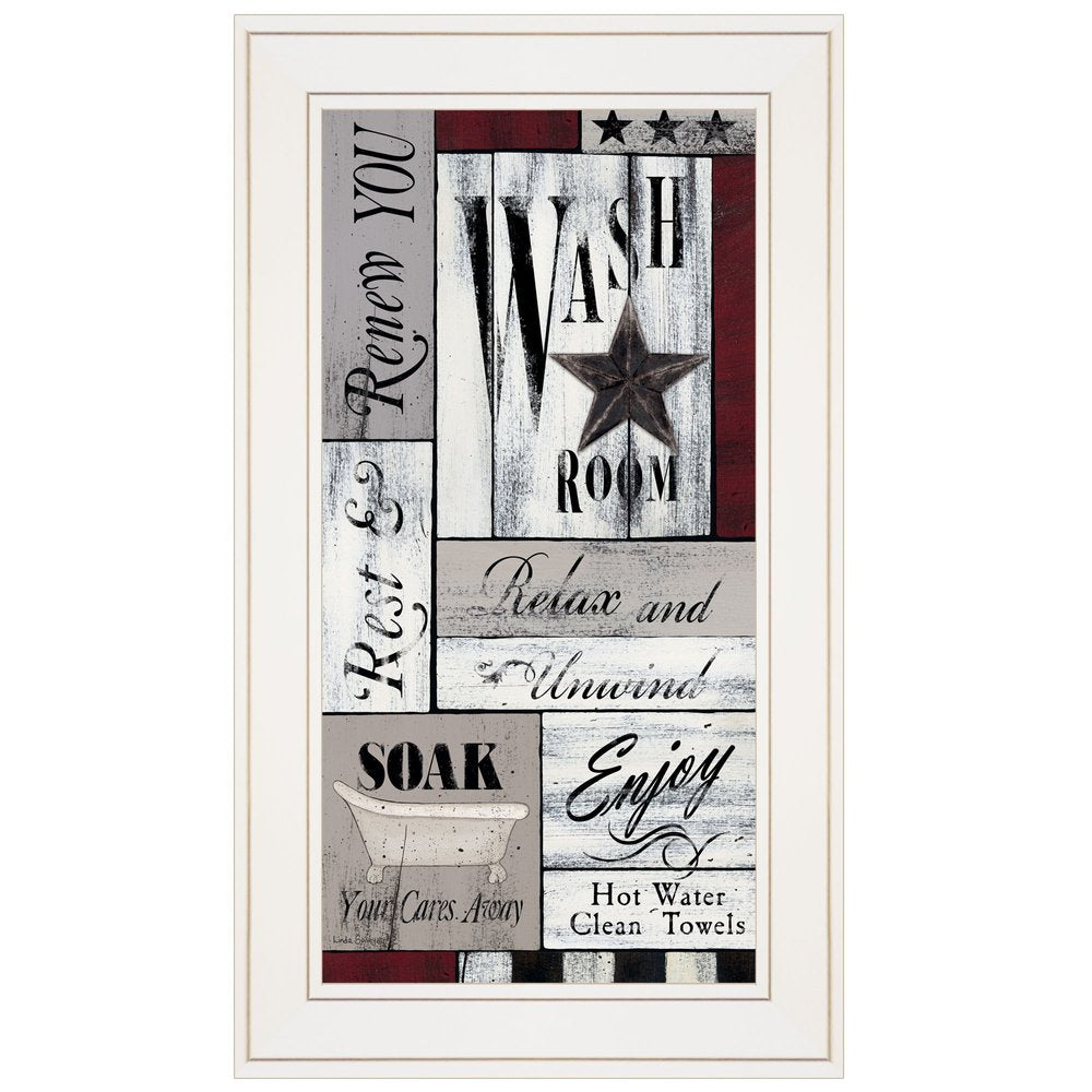 Soak Your Cares Away 1 White Framed Print Bathroom Wall Art — view 1