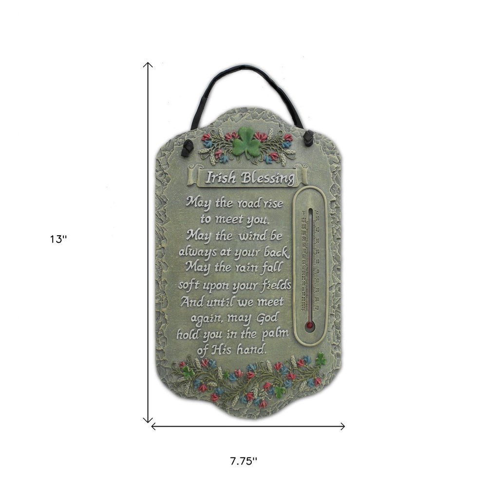 13" X 8" Gray Floral Irish Blessing Polyresin Wall Decor — view 4