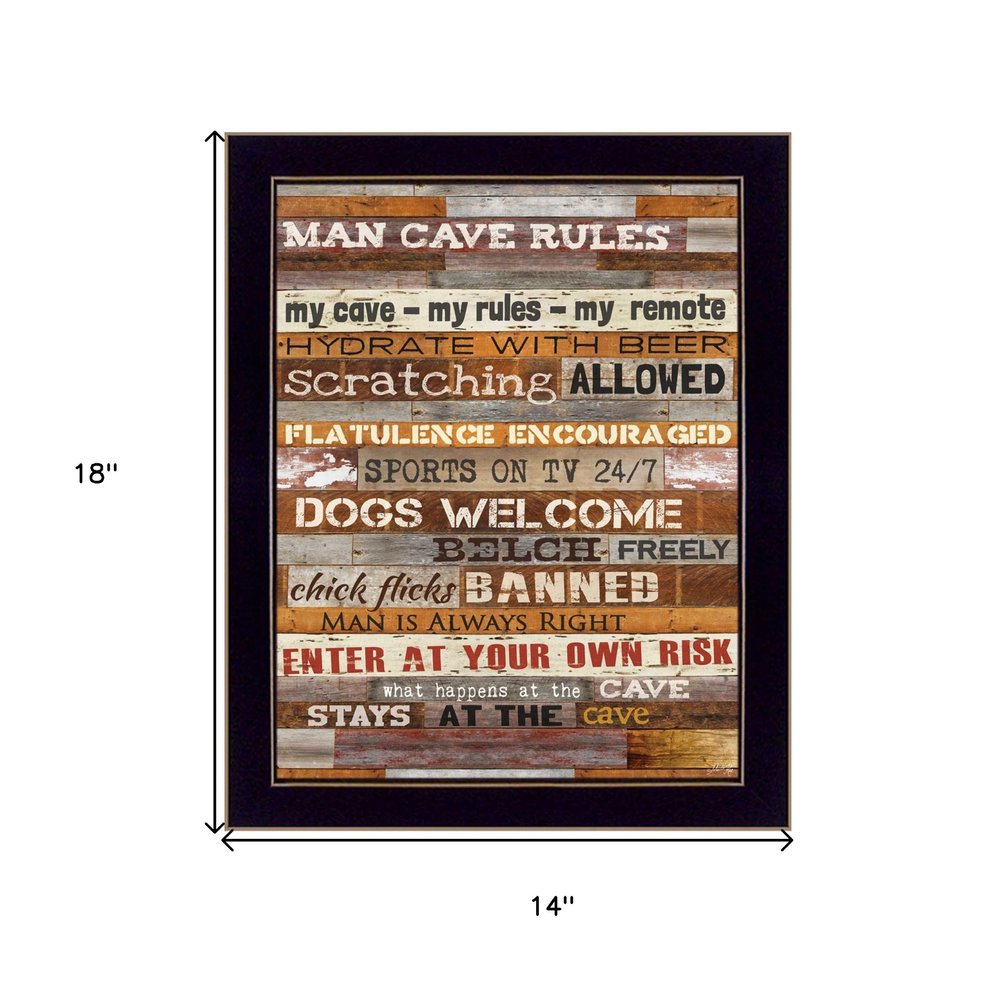 18" x 14" Man Cave Rules Black Framed Print Wall Art — view 5