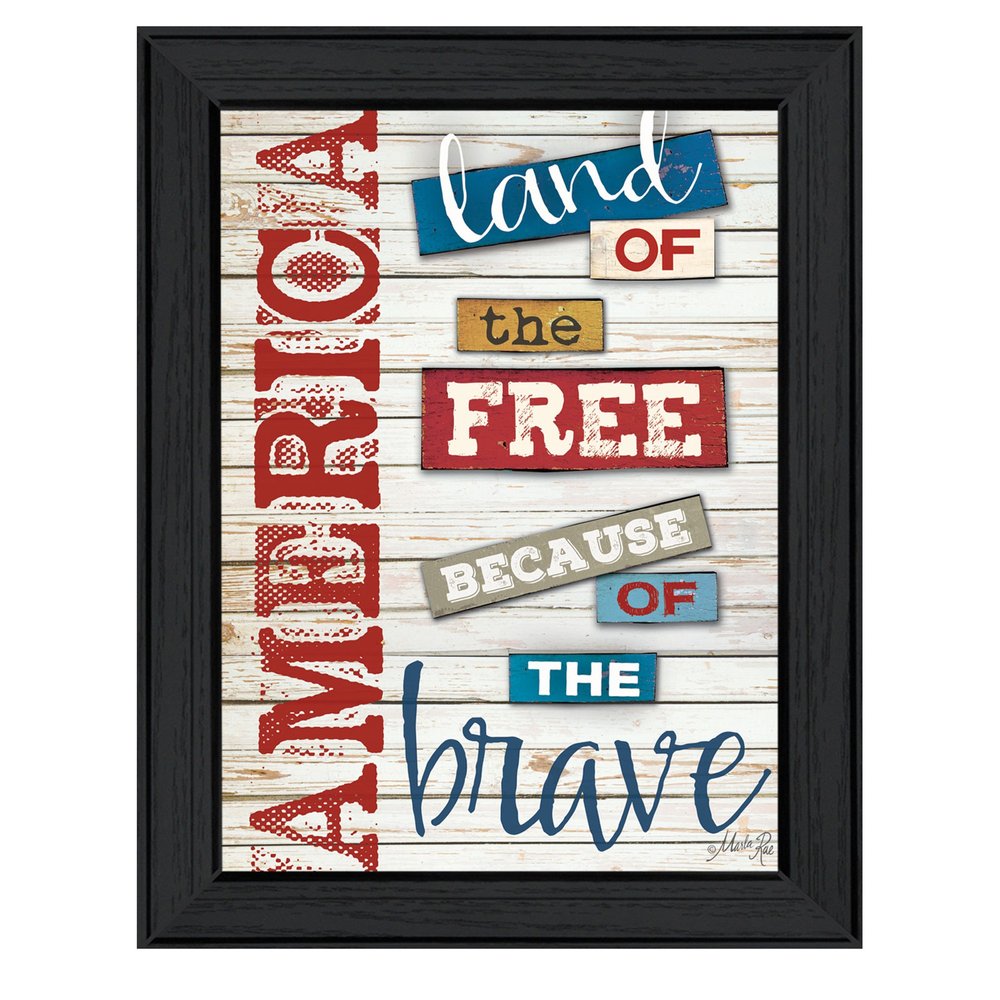 America Land of the Free Black Framed Print Wall Art — view 1