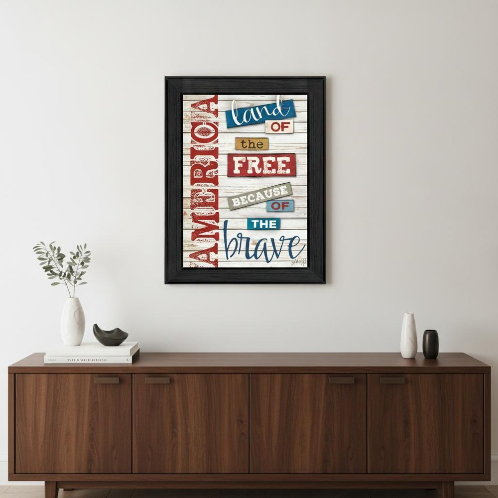 America Land of the Free Black Framed Print Wall Art HomeRoots