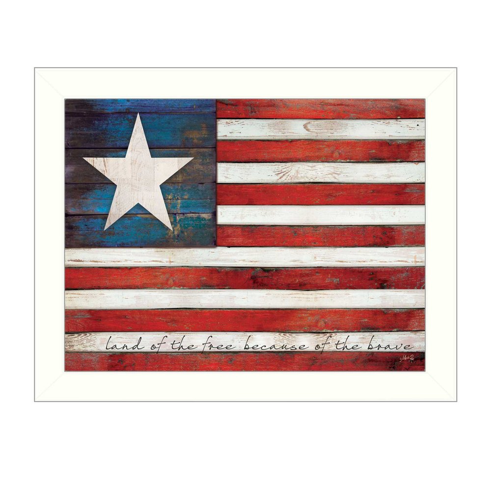 Land of the Free White Framed Print Wall Art HomeRoots