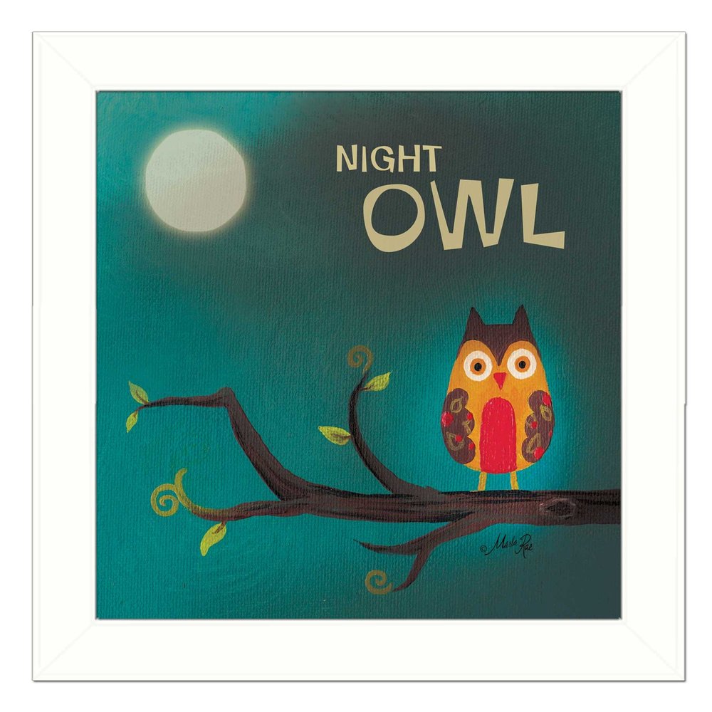 Night Owl 1 White Framed Print Wall Art — view 1