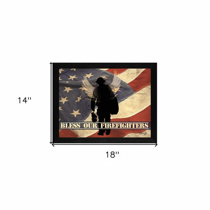 Bless our Firefighters Black Framed Print Wall Art HomeRoots