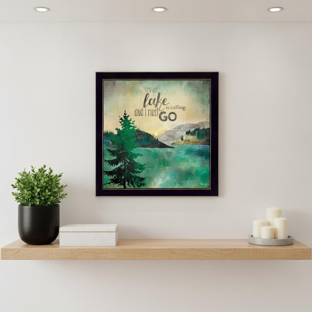 This Lake is Calling Black Framed Print Wall Art HomeRoots