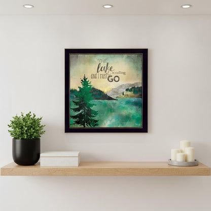 This Lake is Calling Black Framed Print Wall Art HomeRoots