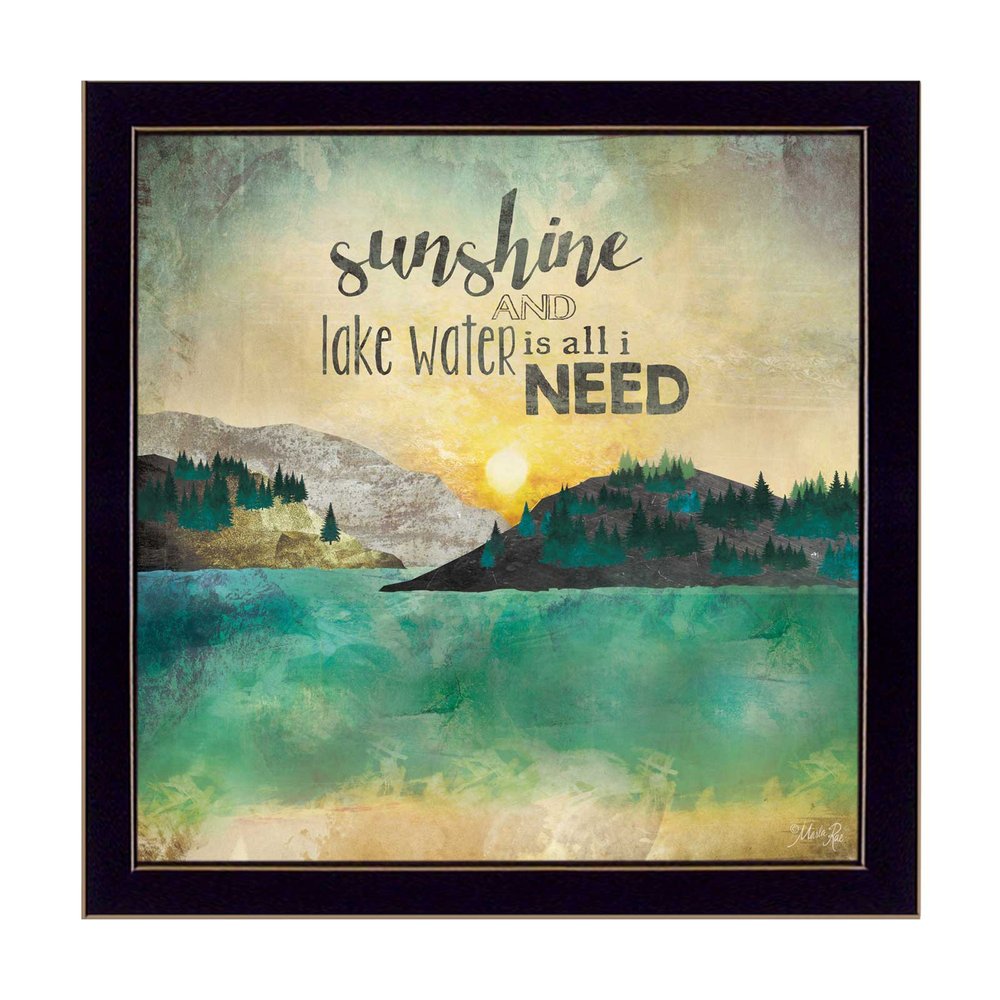 Sunshine and Lake Water 1 Black Framed Print Wall Art — view 1
