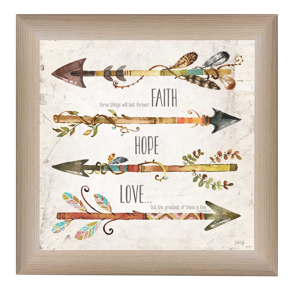Faith Hope Love Brown Framed Print Wall Art — view 1