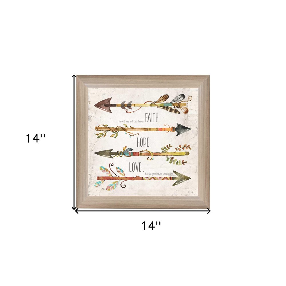 Faith Hope Love Brown Framed Print Wall Art — view 3