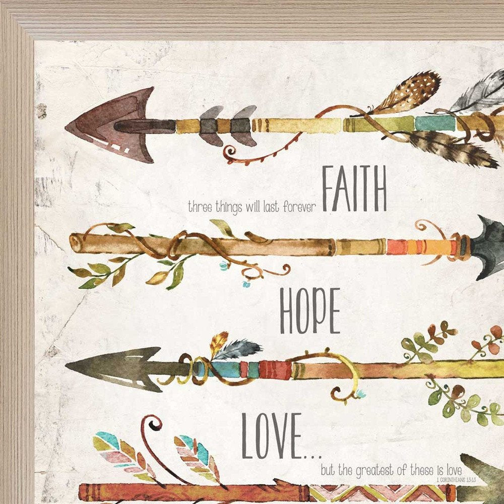 Faith Hope Love Brown Framed Print Wall Art — view 4