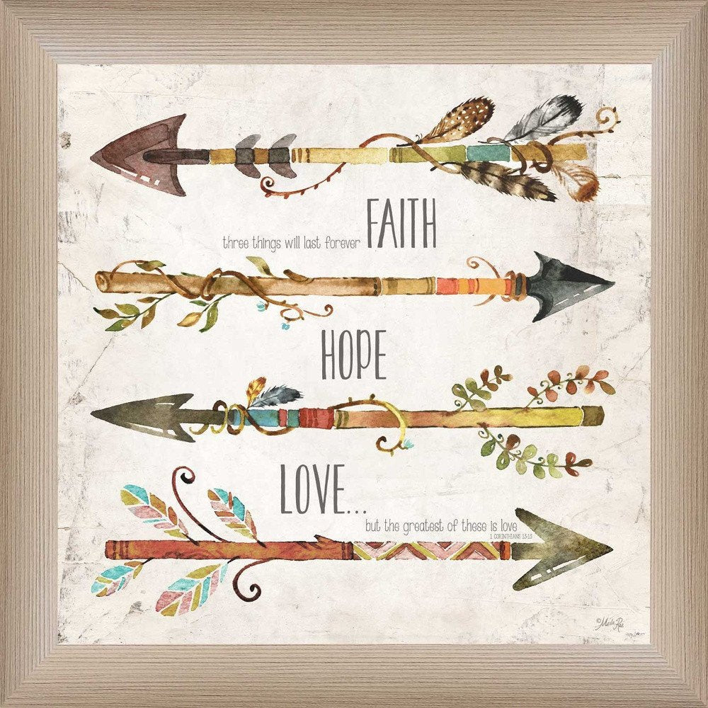 Faith Hope Love Brown Framed Print Wall Art — view 5