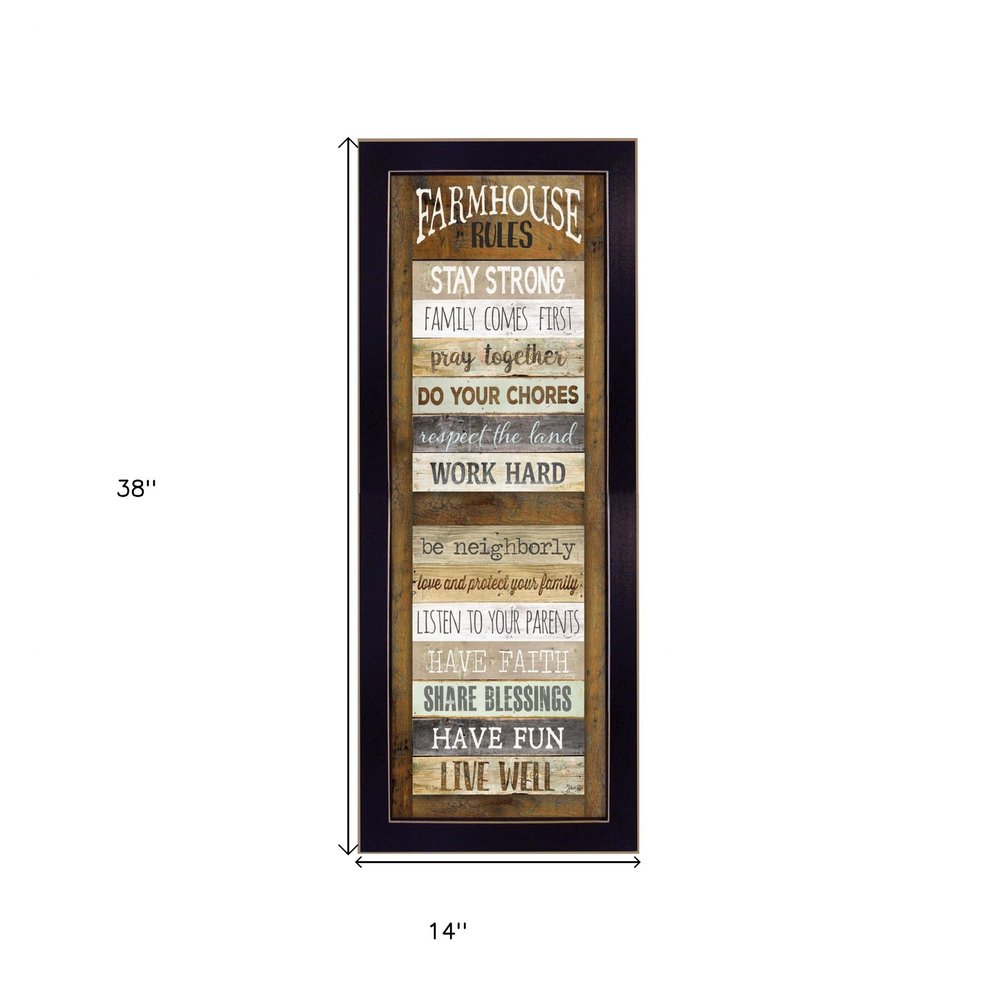 Farmhouse Rules 1 Black Framed Print Wall Art — view 3