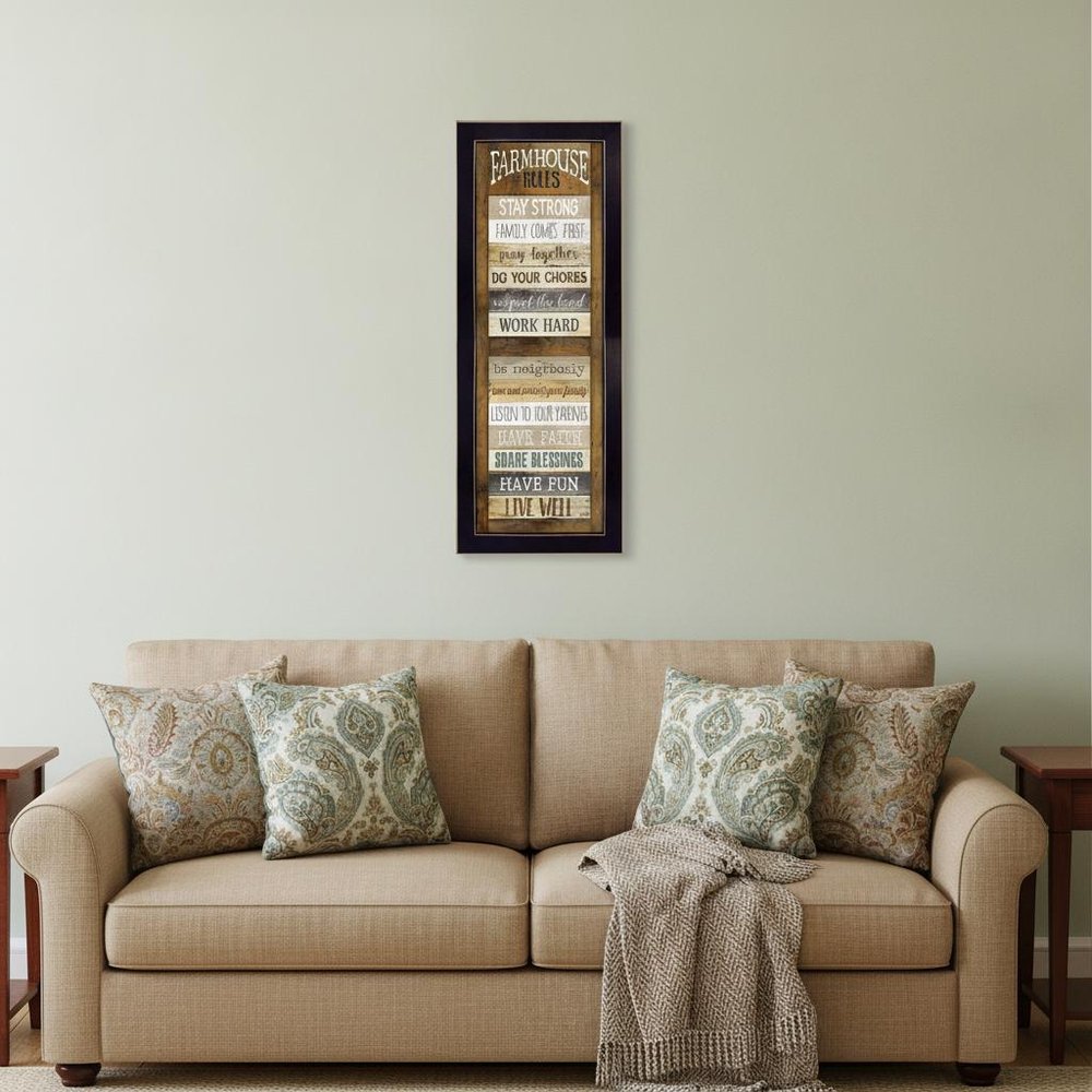 Farmhouse Rules 1 Black Framed Print Wall Art HomeRoots
