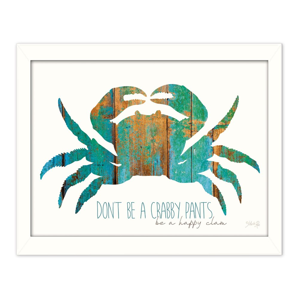 Dont be a Crabby Pants White Framed Print Wall Art — view 1