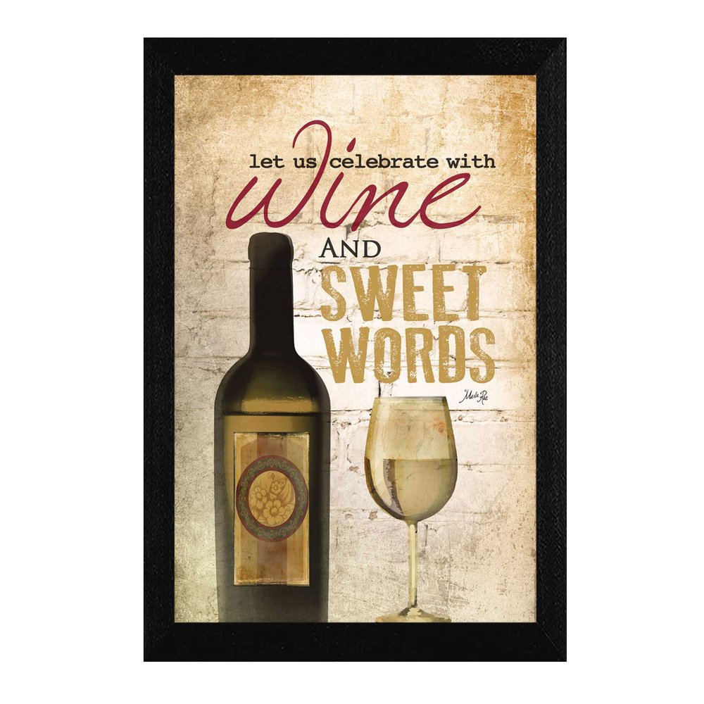 Wine And Sweet Words Black Framed Print Wall Art — view 1