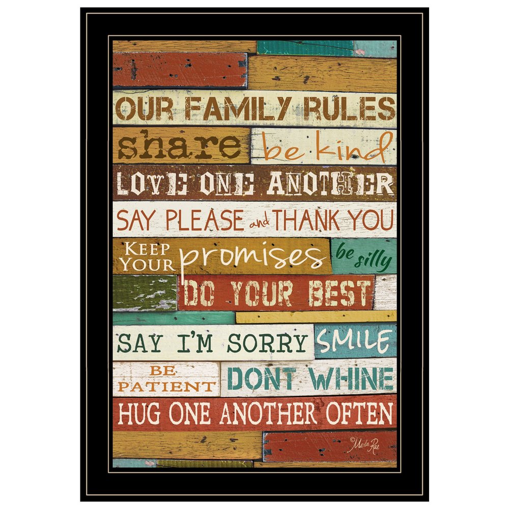Our Family Rules 7 Black Framed Print Wall Art — view 1