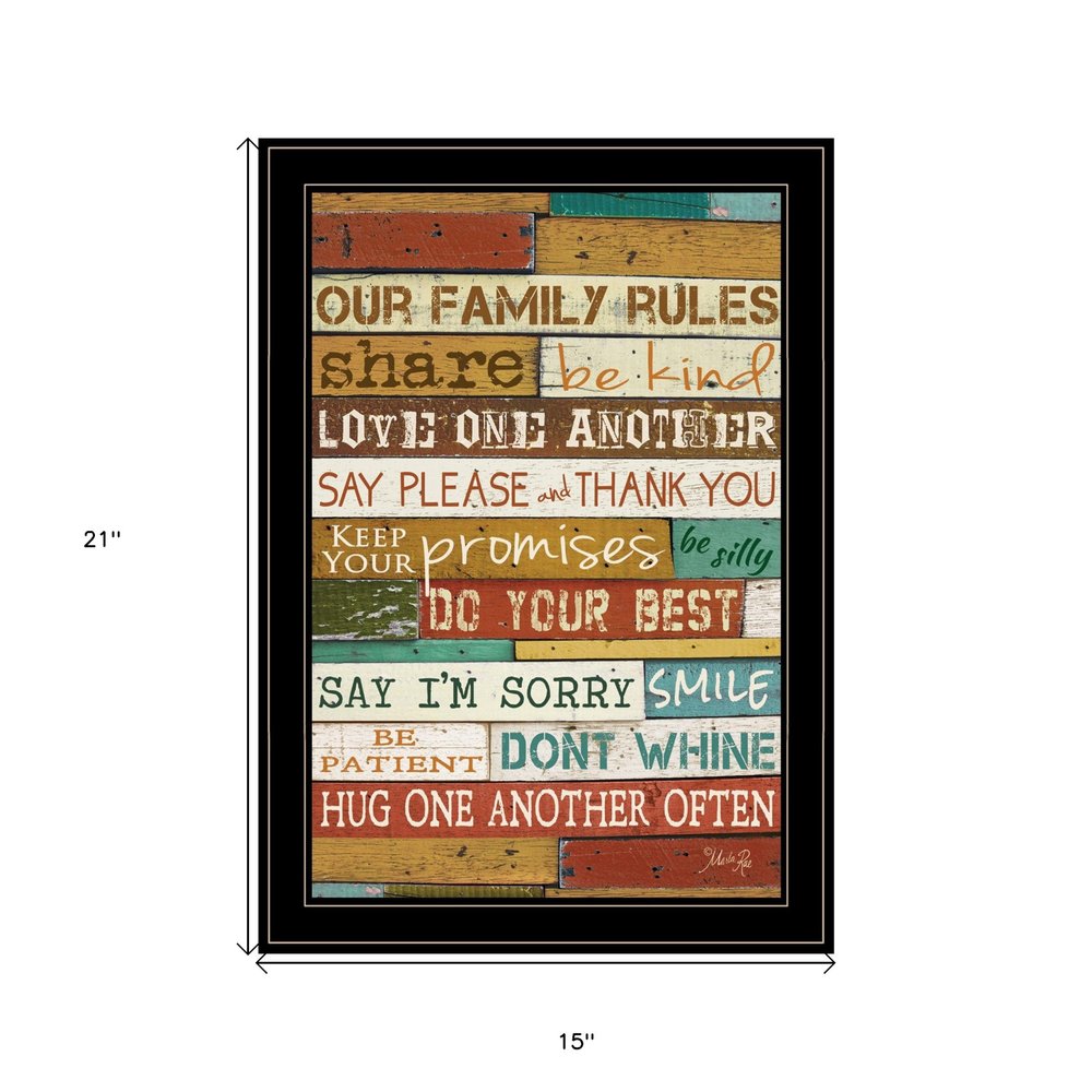 Our Family Rules 7 Black Framed Print Wall Art HomeRoots