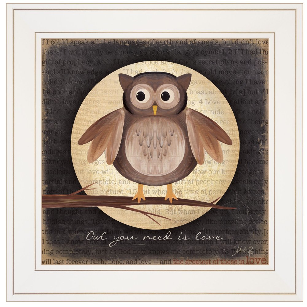 Owl You Need is Love 1 White Framed Print Wall Art HomeRoots