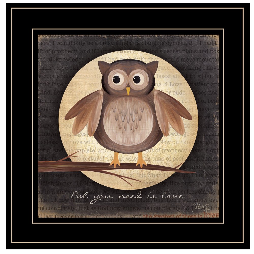 Owl You Need is Love 2 Black Framed Print Wall Art HomeRoots