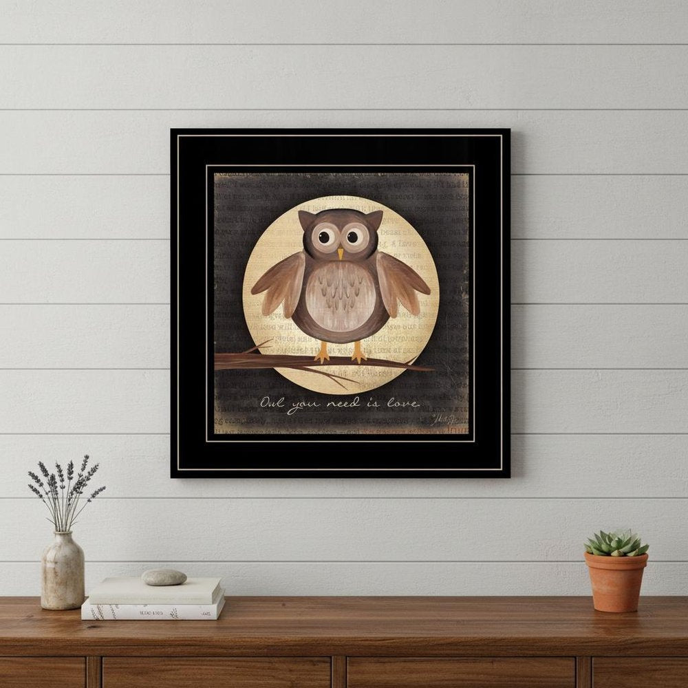 Owl You Need is Love 2 Black Framed Print Wall Art — view 5