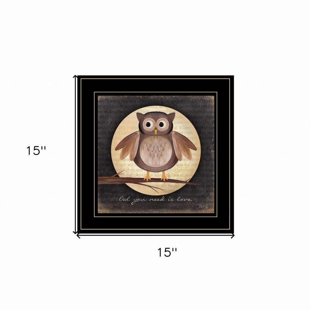 Owl You Need is Love 2 Black Framed Print Wall Art — view 2