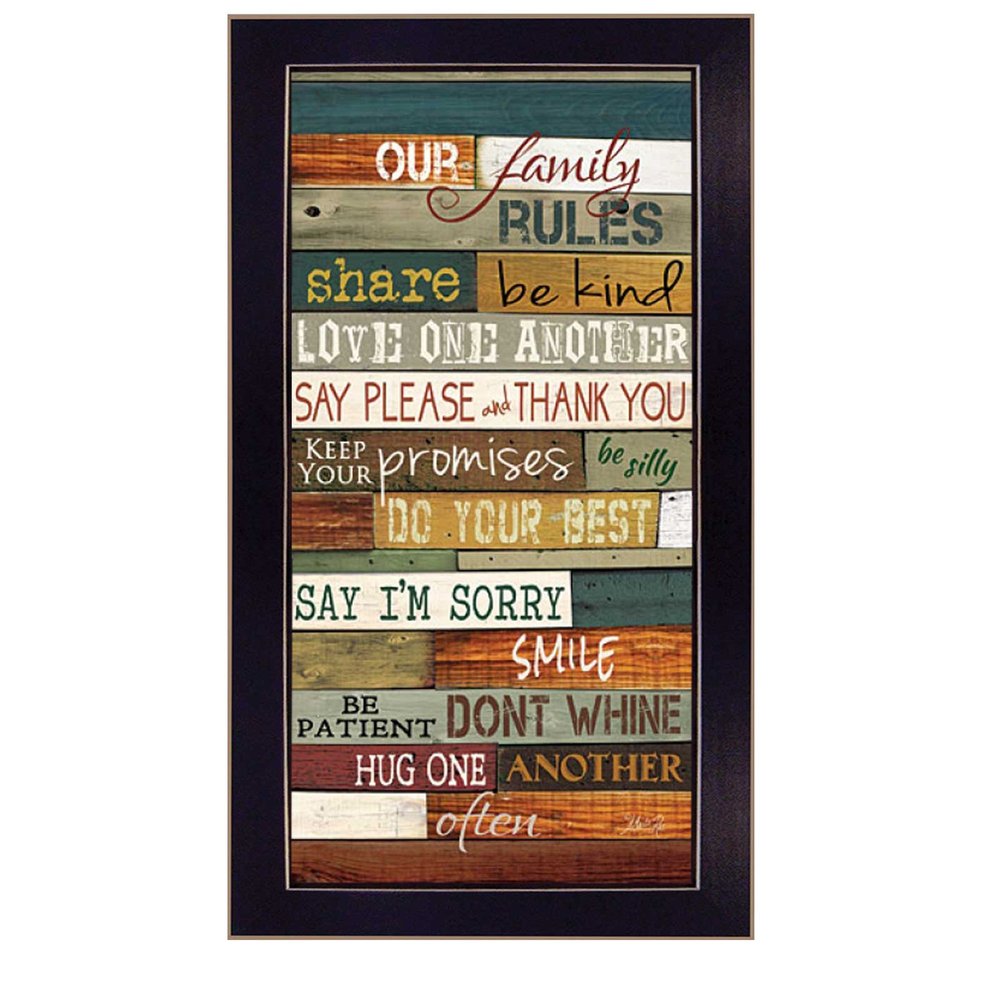 Our Family Rules Black Framed Print Wall Art — view 1