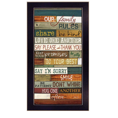 Our Family Rules Black Framed Print Wall Art HomeRoots