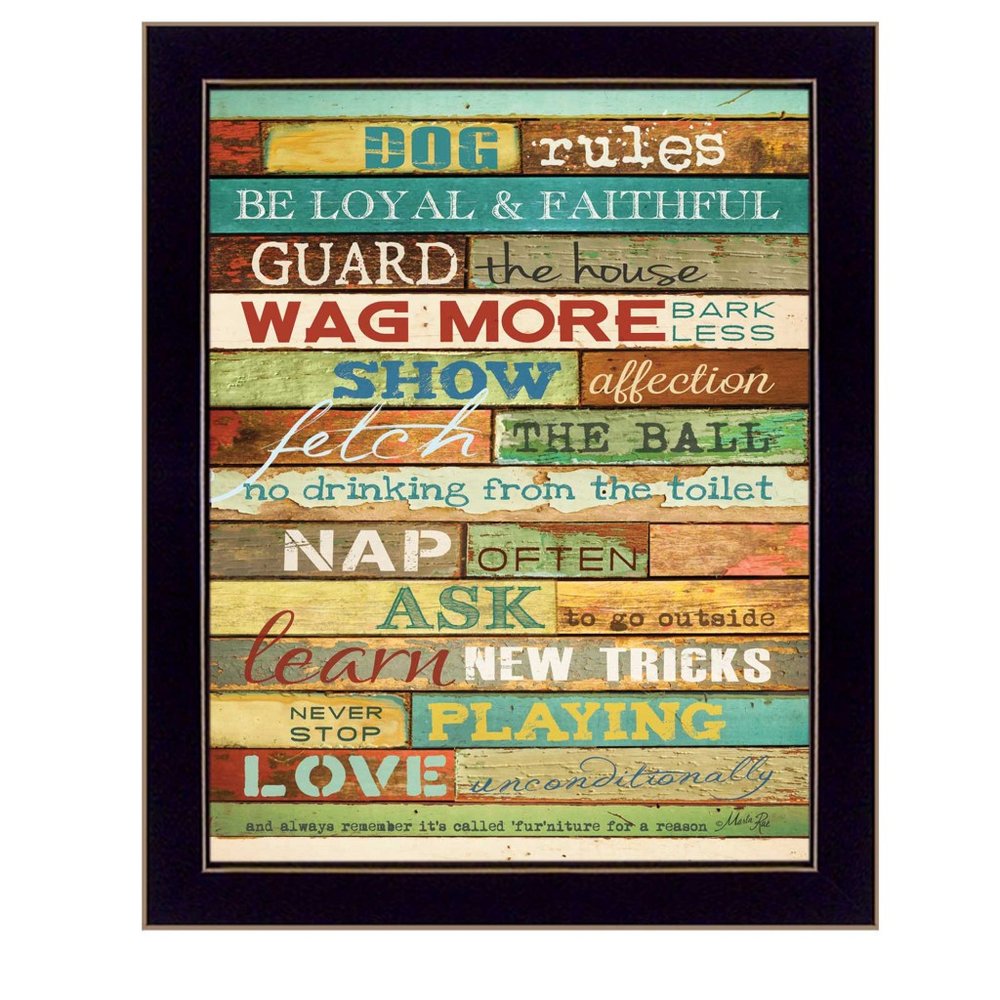 Dog Rules 8 Black Framed Print Wall Art HomeRoots