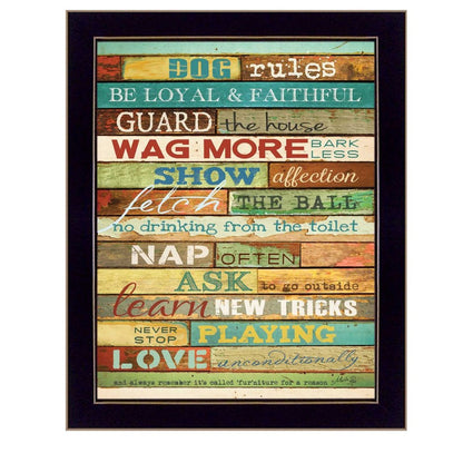 Dog Rules 8 Black Framed Print Wall Art HomeRoots