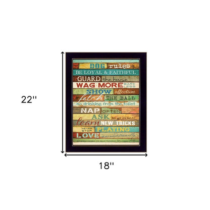Dog Rules 8 Black Framed Print Wall Art HomeRoots