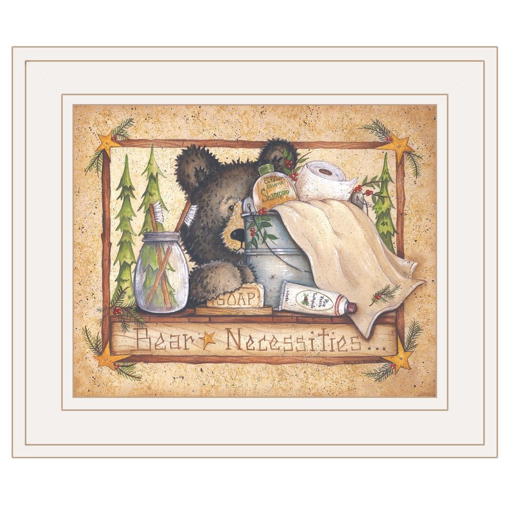 Bear Necessities 1 White Framed Print Bathroom Wall Art — view 1