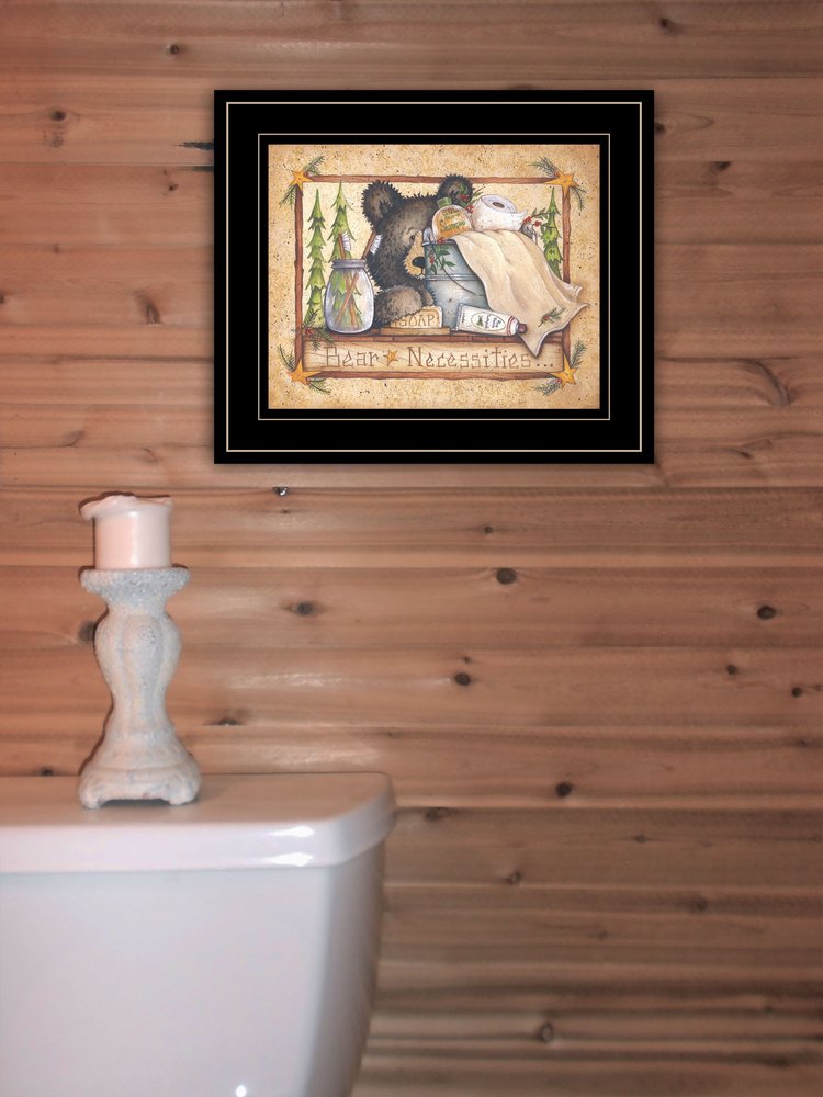 Bear Necessities Getting Ready Black Framed Print Wall Art — view 2