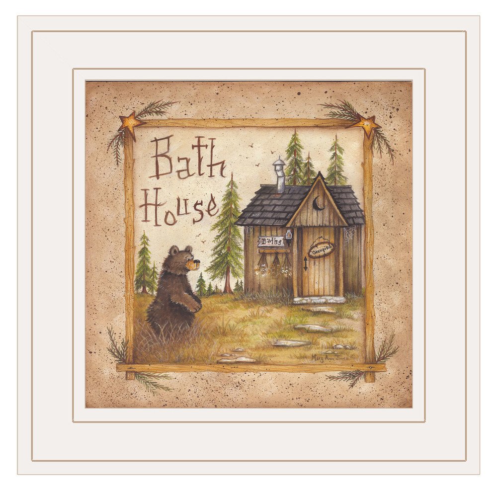 Bath House 3 White Framed Print Bathroom Wall Art — view 1