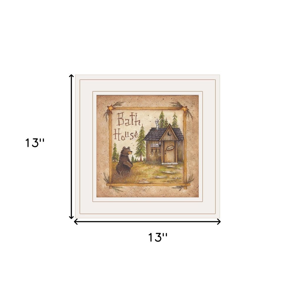 Bath House 3 White Framed Print Bathroom Wall Art — view 2