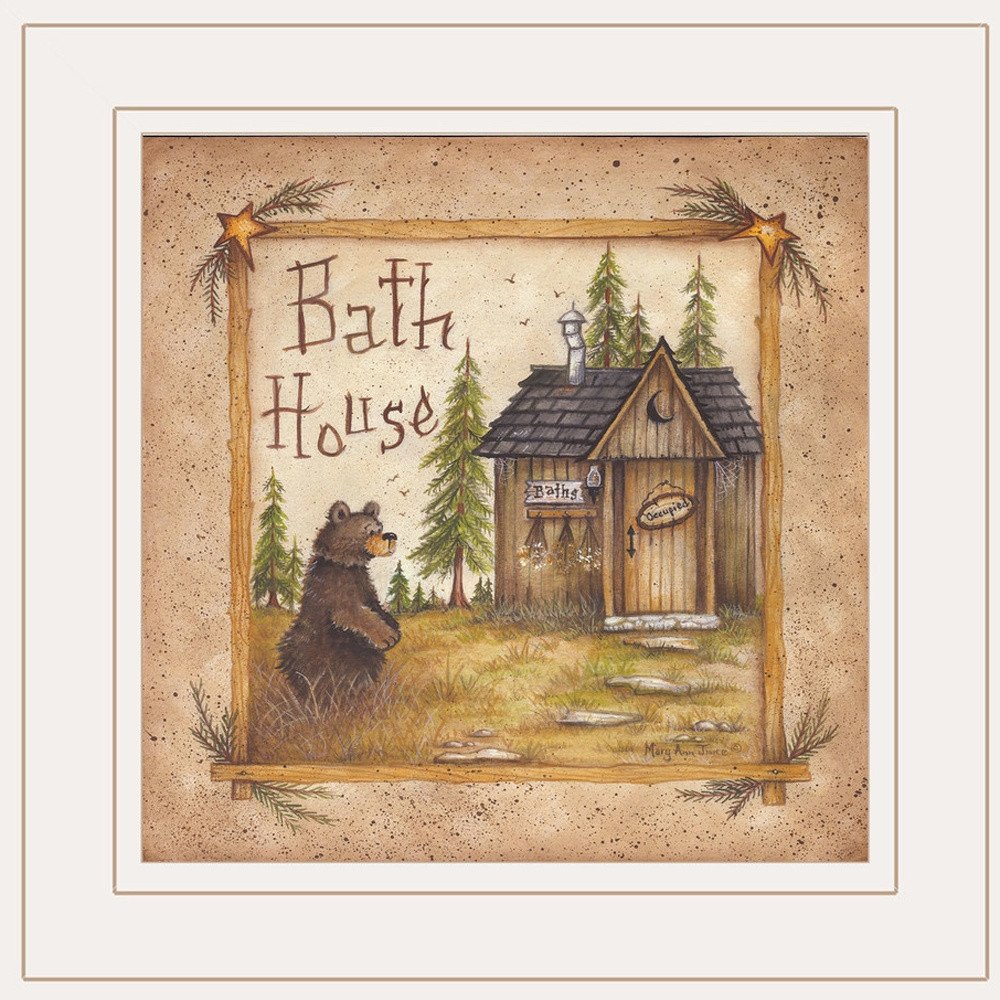 Bath House 3 White Framed Print Bathroom Wall Art — view 4