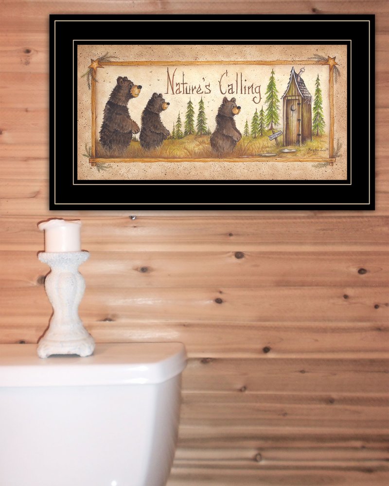 Natures Calling 3 Black Framed Print Bathroom Wall Art — view 2