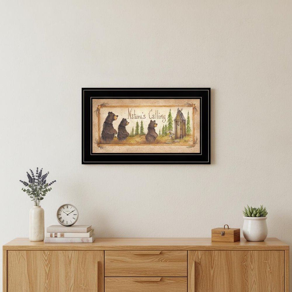 Natures Calling 3 Black Framed Print Bathroom Wall Art — view 5