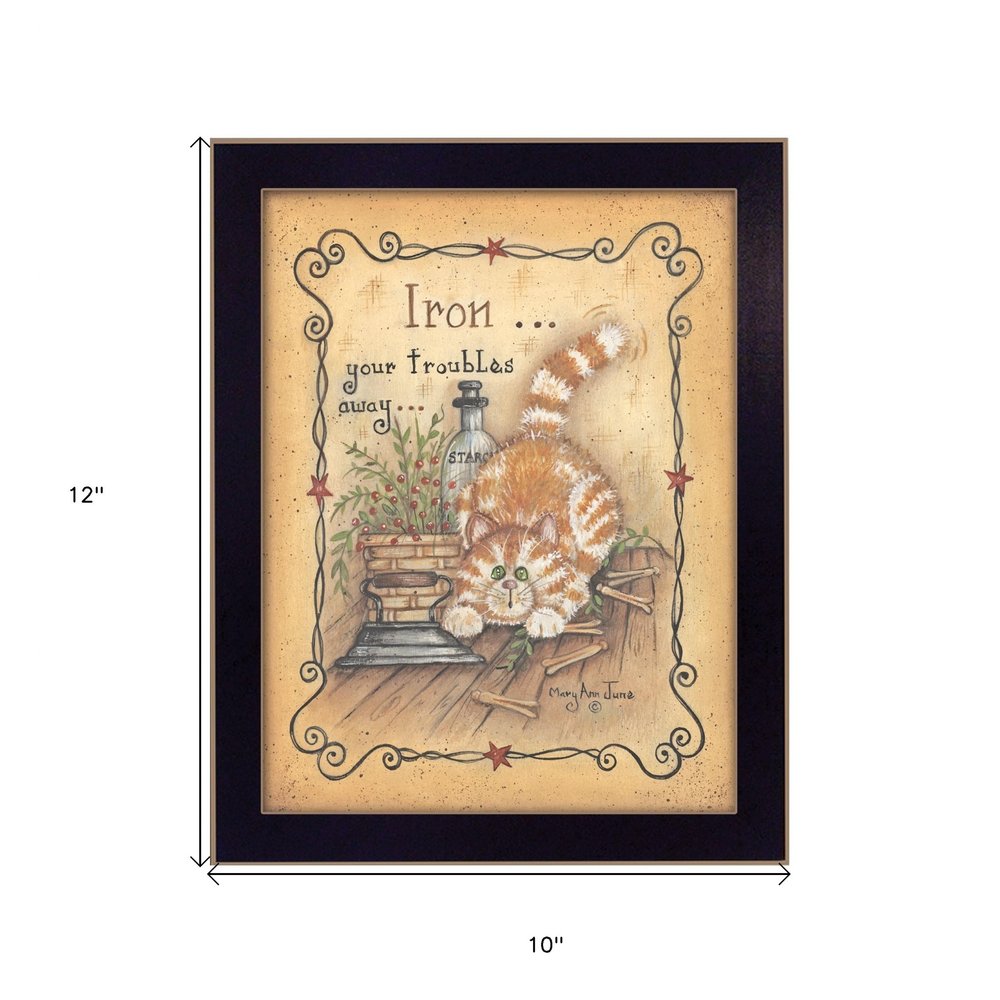 Iron Your Troubles Black Framed Print Laundry Wall Art HomeRoots