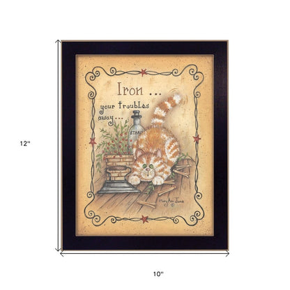 Iron Your Troubles Black Framed Print Laundry Wall Art HomeRoots