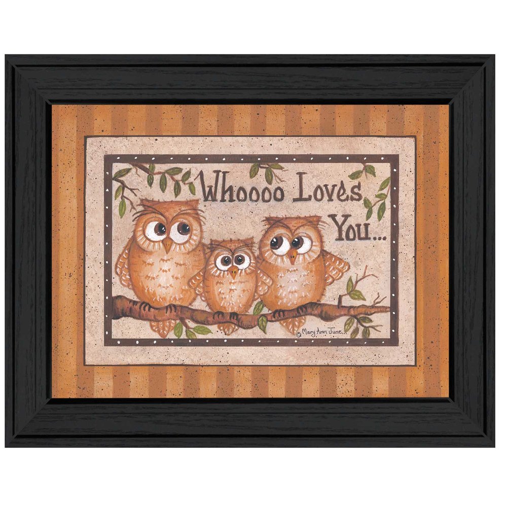 Whoooo Loves You Black Framed Print Wall Art — view 1