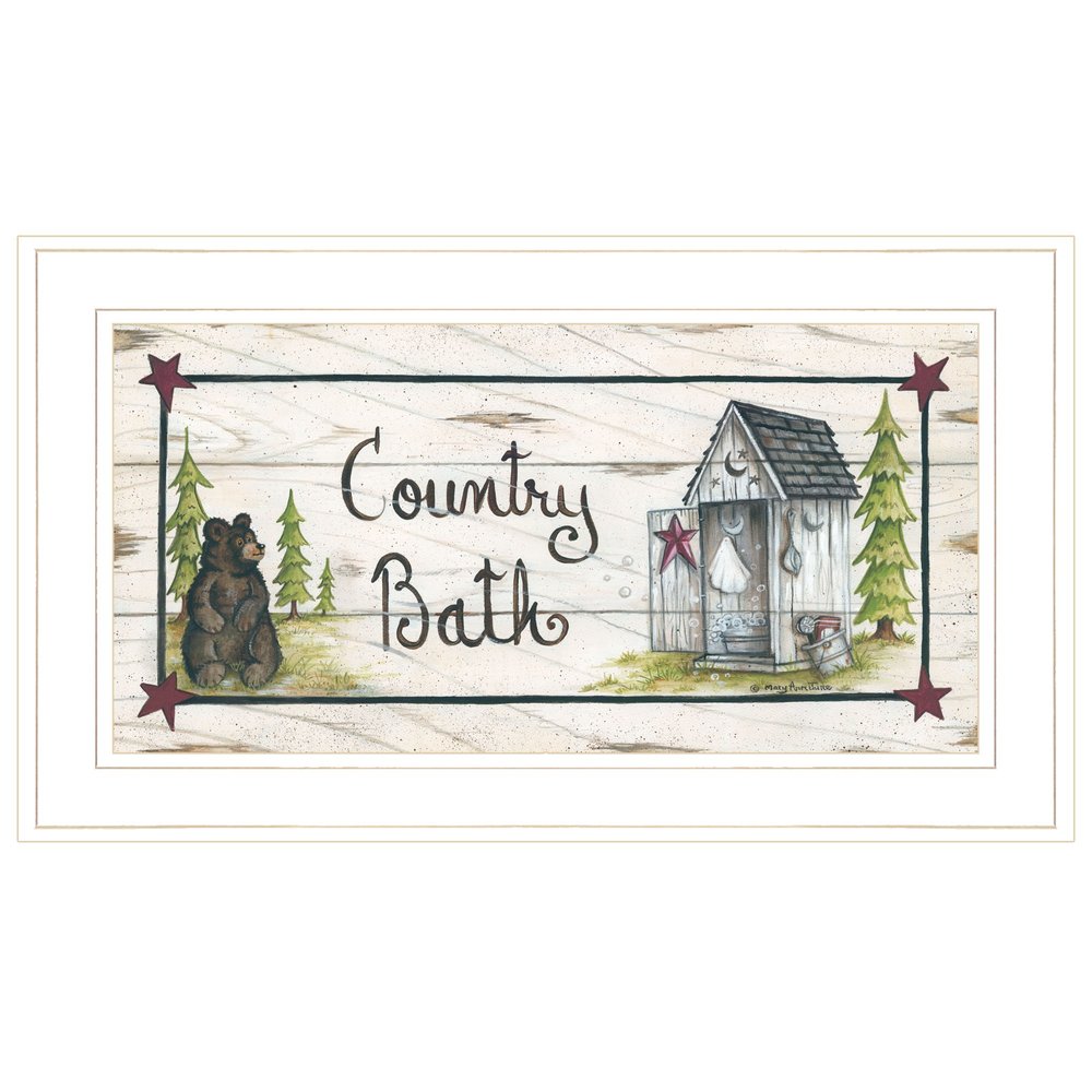 Country Bath 1 White Framed Print Bathroom Wall Art — view 1