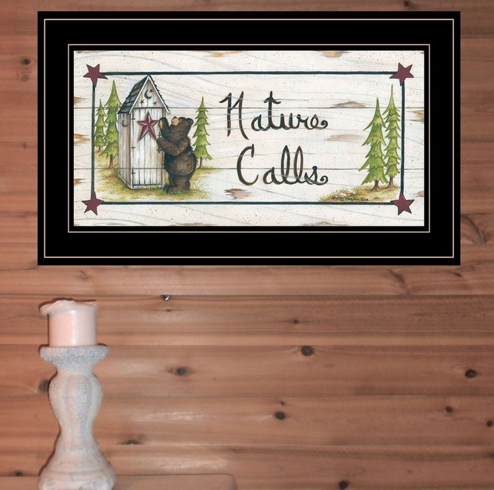 Nature Calls 2 Black Framed Bathroom Wall Art — view 2