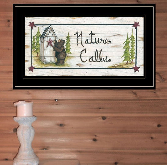 Nature Calls 2 Black Framed Bathroom Wall Art