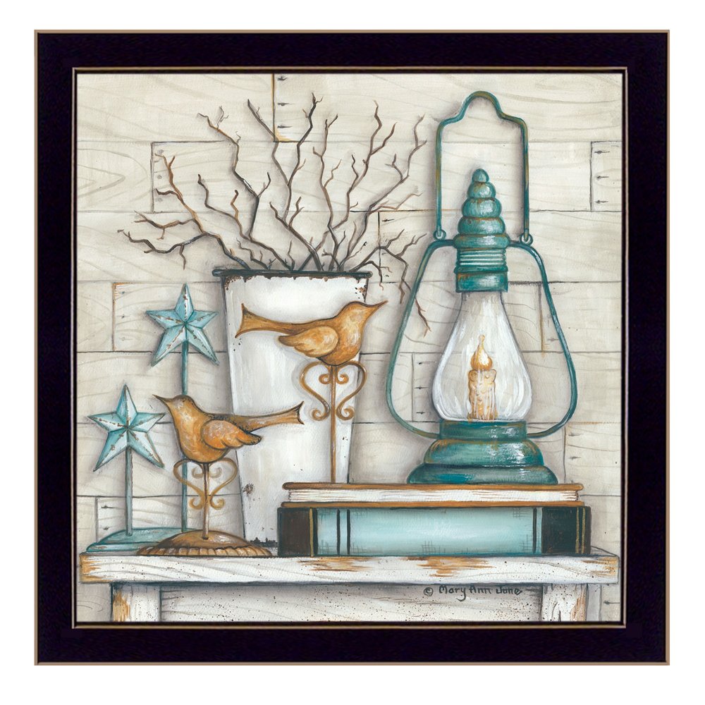 Lantern on Books 1 Black Framed Print Wall Art HomeRoots