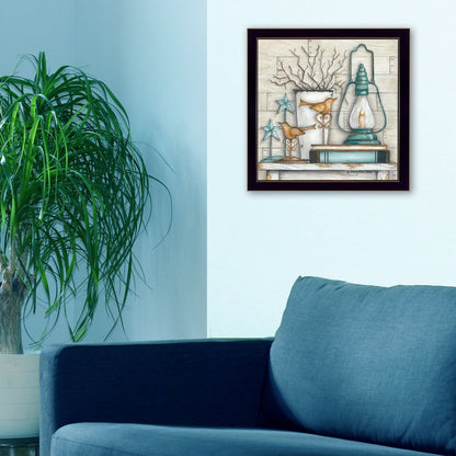 Lantern on Books 1 Black Framed Print Wall Art HomeRoots
