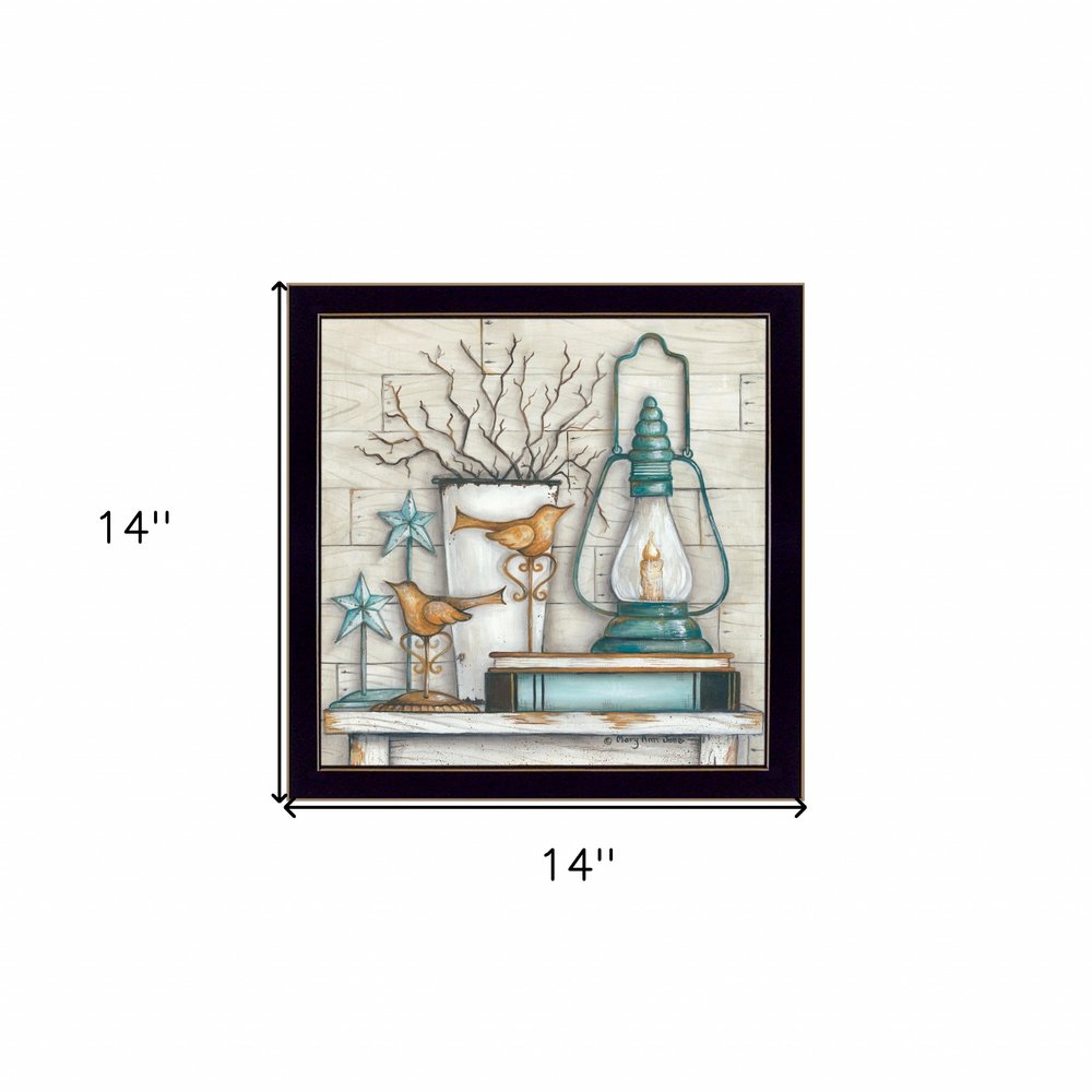 Lantern on Books 1 Black Framed Print Wall Art HomeRoots